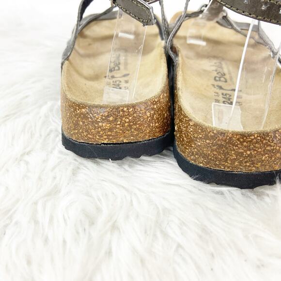 Betula by Birkenstock Womens 7 38 Silver/Brown Leather Studded Strappy Sandals - Picture 4 of 15